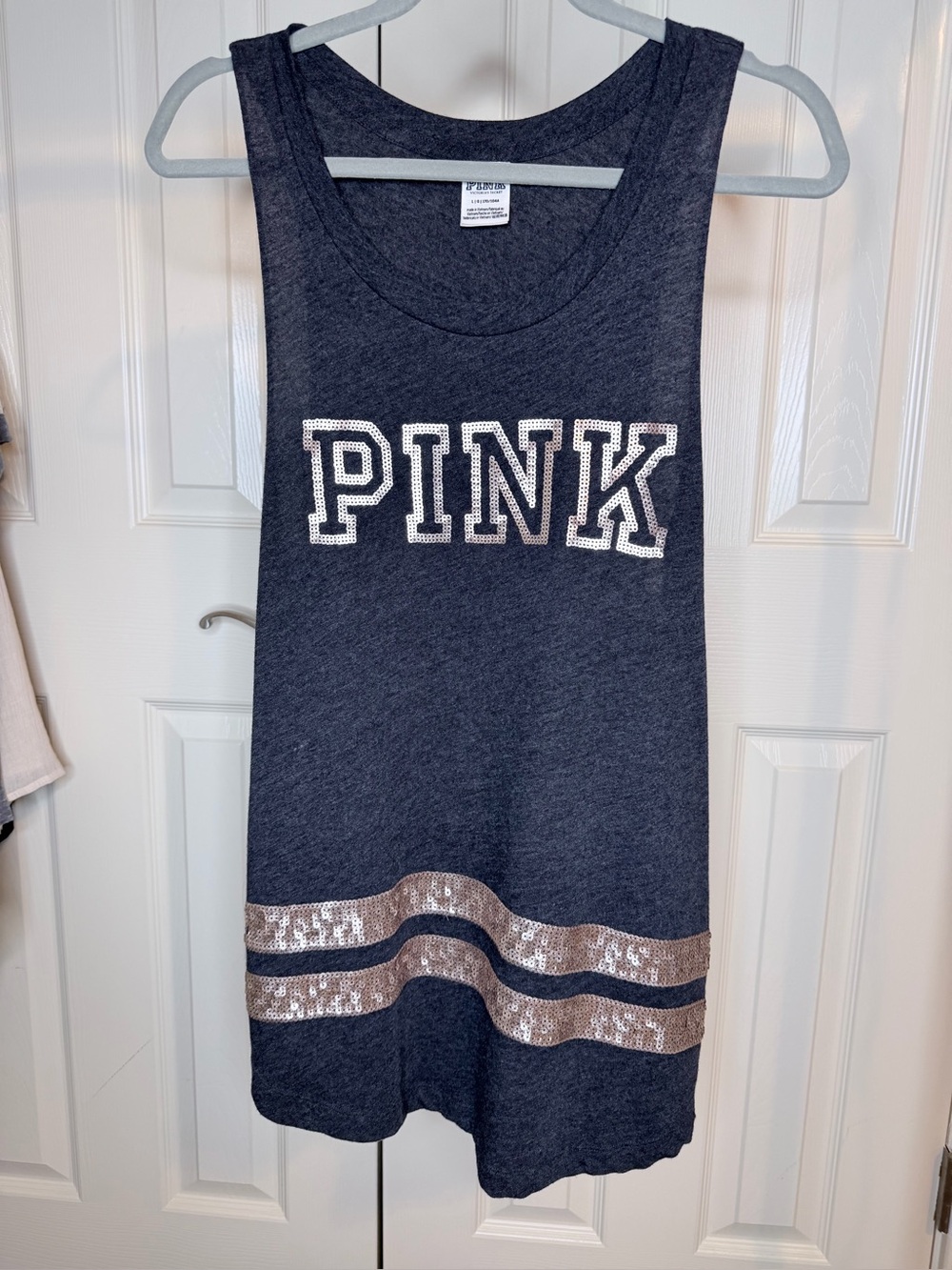 PINK Tank Gray/Rose Gold women size large